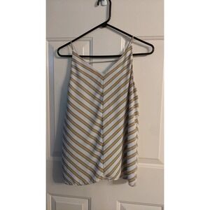 Ann Taylor Women's Bar Back Cami, Mustard, Black, White Stripe, XS